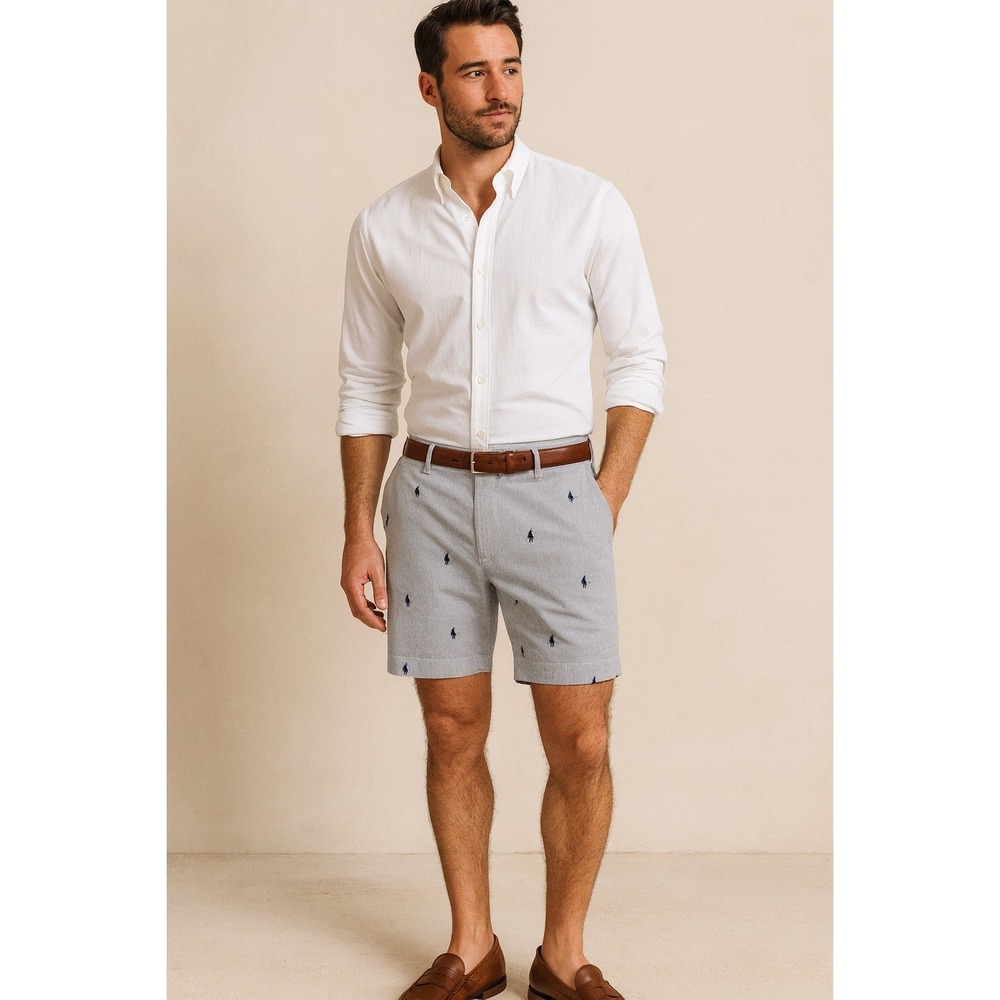 Ralph Lauren Men's Classic Fit Striped Seersucker Shorts w Pony Logo‎ Preppy 40